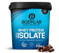 Whey Protein Isolate Chocolat 2kg Bodylab24, poudre de protéines à base d'isolat de whey, peut favoriser la construction musculaire, sans aspartame