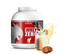WHEY ZERO +74% de Protéine Whey Concentrée, Faible en Sucre, Construction/Récupération Musculaire - 2kg - Saveur Cookies & Cream - Eric Favre