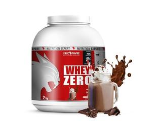 WHEY ZERO +74% de Protéine Whey Concentrée, Faible en Sucre, Construction/Récupération Musculaire - 2kg - Saveur Chocolat - Eric Favre