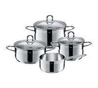 WMF Lot de 4 marmites en Acier Inoxydable Poli avec Bord verseur Compatible Induction Passe au Lave-Vaisselle