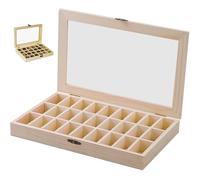 WhFKLca Boîte à Spécimens en Bois avec Couvercle Transparent,Boîte De Présentation De Roches,pour Collections De MinéRaux,Roches,Cristaux Et Bijoux,27 Compartiments (2,5 X 5,2 X 2,2 Cm à L'IntéRieur)
