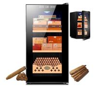 WhFKLca Cave à Cigares éLectrique 35 L - 250 Cigares, Refroidisseur éLectronique Intelligent avec Tiroir Et étagère en Cèdre Espagnol, TempéRature De 11 à 18 °C, pour Les Amateurs De Cigares,A