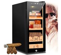 WhFKLca Cave à Cigares éLectrique 35 L pour 200 Cigares, ContrôLe Intelligent De La TempéRature Et De L'Humidité, Armoire à Cigares éLectronique avec Tiroir Et éTagèRe en Bois De CèDre Espagnol