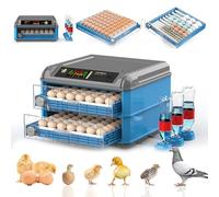 WhFKLca Incubateurs Automatique, Incubateur Et Couveuse De 24 à 192 œUfs,Retournement Automatique des œUfs + Ajout Automatique d'eau + ContrôLe De La TempéRature/Humidité, Double Alimentation,128egg