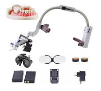 WhFKLca Loupes Dentaires, Loupes Binoculaires Chirurgicales Dentaires, Lampe Frontale sans Fil 5 W, Loupe MéDicale, Dental Magnifier, Distance De Travail : 320 Mm-420 Mm Silver-3.5X