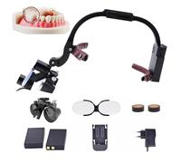 WhFKLca Loupes Dentaires, Loupes Binoculaires Chirurgicales Dentaires, Lampe Frontale sans Fil 5 W, Loupe MéDicale, Dental Magnifier, Distance De Travail : 320 Mm-420 Mm Black-3.5X