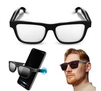 WhFKLca Lunettes Bluetooth intelligentes, Conversation IA, Traduction en Temps réel, Audio Bluetooth, Assistant Vocal de réveil, Lunettes de Traduction IA, pour Voyages, Affaires et études,B