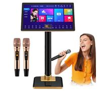 WhFKLca Machine De Karaoké avec écran Tactile De 21,5 Pouces, Deux Microphones sans Fil, Contrôle Via Application Mobile, Accès à 1,1 Million De Chansons en Ligne Et Prise en Charge De 20 Langues 2T