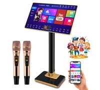 WhFKLca Machine De Karaoké Portable - écran Tactile De 19 Ou 21,5 Pouces, Système De Karaoké Professionnel avec 2 Microphones sans Fil, Idéale pour La Famille, Les Bars Et Les Fêtes. 21.5Inch-500G