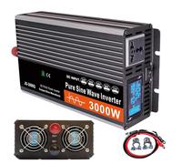 WhFKLca Onduleur à Onde Sinusoïdale Pure 3000 W/4000 W/5000 W/6000 W, Pur Sinus Convertisseur DC 12 V 24 V 48 V 60 V vers AC 220 V, Onduleurs DC à Haute Efficacité, éCran LCD,3000W-24V