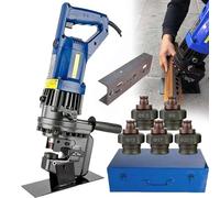 WhFKLca Perforatrice Hydraulique éLectrique 1300 W, PoinçOnneuse Hydraulique avec 5 Matrices (φ6,5-20,5 Mm) pour Acier, Fer, Aluminium, Cuivre, Vitesse De PoinçOnnage : 2 à 3 Secondes,AngleSteel
