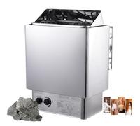 WhFKLca Poêle De Sauna éLectrique en Acier Inoxydable De 3 KW à 9 KW avec ContrôLeur Interne pour Le Hammam De Spa D'HôTel à Domicile, Minuterie : 0-180 Min, Température : 0-110 ℃,6KW