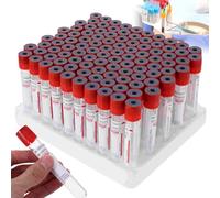 WhFKLca Tubes De PréLèVement Sanguin en Verre, 100 PièCes, 3 ML / 5 ML / 10 ML, Tubes De Coagulation sous Vide Jetables pour Laboratoire VéTéRinaire, sans Additif,10ml