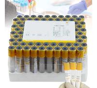 WhFKLca Tubes De Prélèvement Sanguin sous Vide Jetables De 3 ML/5 Ml/10 ML, Gel De Séparation Et Coagulant, pour La Séparation du SéRum Et La PréParation du PRP, 100 Pièces avec Bouchon Jaune,5ml