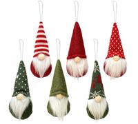 WHGHG 6 Gnomes de Noël, Décorations Sapin de Noël, Gnomes Suspendus, Décorations Sapin Originales et Décalées, Ornements de Fête pour Maison et Jardin (Rouge et Vert)