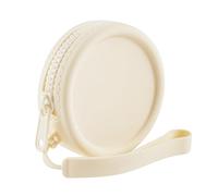 WHHJM Petite trousse de maquillage ronde en silicone pour femme - Trousse de rangement pour accessoires cosmétiques - Petit kit de voyage, blanc
