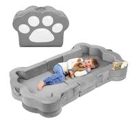 whiffee Lit de voyage pliable et portable avec housse lavable pour enfants, doux et sûr (gris)