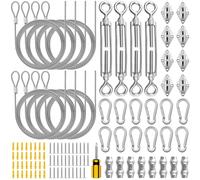 WHIFUTENS Kit de quincaillerie pour voile d'ombrage de jardin, artisanat, pergola en acier inoxydable 304 avec câble métallique, tendeur, tournevis, mousqueton, œillet de protection, vis
