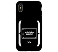 While Alive Code Loop Programmateur Amusant Geek Art Coque pour iPhone X/XS