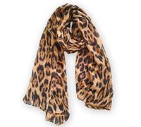 Whilsa Grande écharpe de tous les jours légère et douce à imprimé animal léopard pour femme 90 x 180 cm (marron)