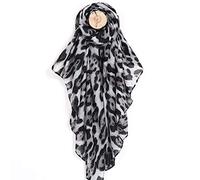 Whilsa Grande écharpe rectangulaire légère et douce au toucher pour femme, imprimé léopard, 90x180cm (LeoBlack)