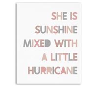 Whimsical Boho Baby Decor: Sunshine Hurricane Daughter Quote on Canvas - Framed Ready to Hang Art for Grandparent's House, Nursery(Framed,08x12inch(20x30cm))