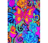 Whimsical Butterfly And Flowers, 200 Unlined, Floral Detailed Page, 8x11, Hardcover Journal, Art Pad, Sketchbook, Drawing Book: Created With Hand-Drawn Art By: Artist Mary Elisabeth Linder @ MaryEMade