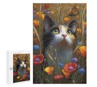 Whimsical Cat in Flowers Puzzle 1000 Pièces Educa Jouet en Bois Cadeau Unique Décoration Intérieure Jeu Éducatif Challenge Toy Adultes Et Enfants À Partir De 14 Ans 1000 PCS