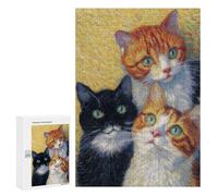 Whimsical Cat Portrait Art Print Puzzle 300 Pièces Educa Jouet en Bois Cadeau Unique Décoration Intérieure Jeu Éducatif Challenge Toy Adultes Et Enfants À Partir De 14 Ans 300 PCS