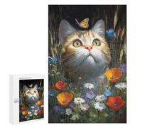 Whimsical Cat with Butterfly Puzzle 1000 Pièces Educa Jouet en Bois Cadeau Unique Décoration Intérieure Jeu Éducatif Challenge Toy Adultes Et Enfants À Partir De 14 Ans 1000 PCS