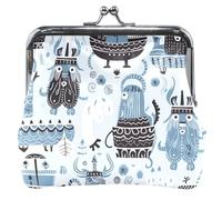 Whimsical Creatures Bleu Personnalisé Portefeuille pour Hommes Femmes Cuir Boucle Kiss Verrouillage Carte Changement Portefeuille Portefeuille, Créatures fantaisistes Bleu, Créatures fantaisistes Bleu