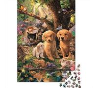 Whimsical Forest Friends Puzzle 1000 Pieces Cadeau Unique Jeu Éducatif Défi Jouet À De Qualité Supérieure Peinture Art pour Adultes Et Enfants À Partir De 12 Ans 52x38cm/1000pcs