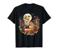 Whimsical Fox Cottagecore Full Moon Dark Academia T-Shirt
