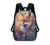 Whimsical Fox with Flowers And Berries - Vibrant Digital Airbrush Art Sac À Dos Enfant Tendance Et Amusant, Sac À Dos Pour Garçons Et Adolescents, Sac D'école Imprimé En 3D Pour Garçons 17inch