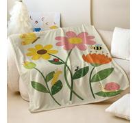 Whimsical Insect, jardin, papillon, abeille, coccinelle - Couverture en flanelle imprimée douce et confortable - Pour décoration de chambre d'enfant ou canapé (01, 180 x 200 cm)