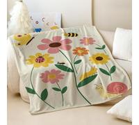 Whimsical Insect, jardin, papillon, abeille, coccinelle - Couverture en flanelle imprimée douce et confortable pour chambre d'enfant ou canapé (04, 100 x 150 cm)