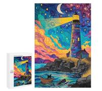 Whimsical Lighthouse Night Scene -1 : Cadeau pour Les Fêtes De Fin D’année, 1000 PCS Puzzle Décoratif, pour Se Détendre À La Maison sans Écran