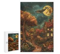 Whimsical Moonlit Cottage Scene Puzzle 1000 Pièces Educa Jouet en Bois Cadeau Unique Décoration Intérieure Jeu Éducatif Challenge Toy Adultes Et Enfants À Partir De 14 Ans 1000 PCS
