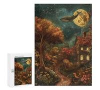 Whimsical Moonlit Cottage Scene Puzzle 1000 Pièces Educa Jouet en Bois Cadeau Unique Décoration Intérieure Jeu Éducatif Challenge Toy Adultes Et Enfants À Partir De 14 Ans 300 PCS