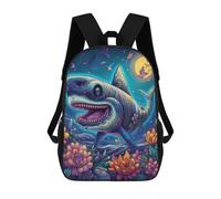Whimsical Shark in A Fantasy Underwater Garden Sacs À Dos Scolaires Pour Garçons Et Filles, Sacs À Dos Décontractés Pour Le Sport, Sacs À Dos De Grande Capacité Pour L'école Primaire 17inch