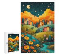Whimsical Village Night Scene Puzzle 1000 Pièces Educa Jouet en Bois Cadeau Unique Décoration Intérieure Jeu Éducatif Challenge Toy Adultes Et Enfants À Partir De 14 Ans 1000 PCS