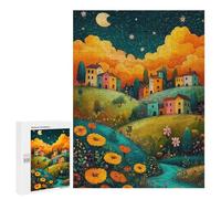 Whimsical Village Night Scene Puzzle 1000 Pièces Educa Jouet en Bois Cadeau Unique Décoration Intérieure Jeu Éducatif Challenge Toy Adultes Et Enfants À Partir De 14 Ans 500 PCS