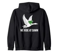Whimsical We Ride at Dawn Funny Frog and Goose Sweat à Capuche