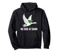 Whimsical We Ride at Dawn Funny Frog and Goose Sweat à Capuche