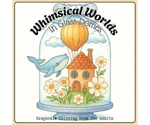 Whimsical Worlds in Glass Domes Grayscale Coloring Book for Adults: 52 Dreamy Single-Sided Designs of Tiny Fairy-Tale Cottages, Mythical Creatures & Floral Gardens for Stress Relief & Mindful Coloring