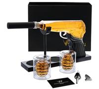Whimsii Ensemble de carafe à whisky en verre de 400 ml avec 2 verres à shot grenade, support en bois et entonnoir verseur - Cadeau fantaisie pour liqueur et bourbon