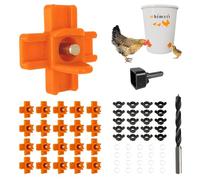 Whimsii Lot de 20 tétons d'abreuvoir pour poulet (orange), montage latéral horizontal, système d'eau automatique anti-fuite, convient pour poulets, canards, cailles, avec foret et outil d'installation