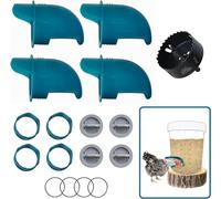 Whimsii Mangeoire Automatique pour Poulet sans gaspillage, Anti-rongeurs, résistante aux intempéries, pour Poulets et Canards (4 mangeoires + scie Cloche)
