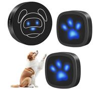 Whimsii Sonnette sans Fil pour Chien, Sonnette pour l'extérieur, Boutons étanches IP55, 55 mélodies, 4 Niveaux de Volume et portée de 290 m (Noir, 1 récepteur, 2 émetteurs)