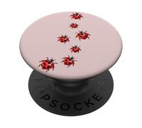 Whimsy Twee Ladybug Trail Heart Cute Summer PopSockets PopGrip Adhésif